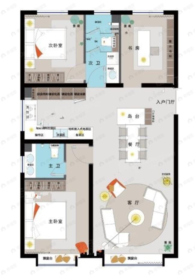 中润府3室2厅2卫户型图