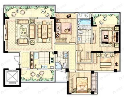 北辰天麓御府4室2厅2卫户型图