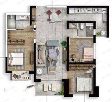 万科金域水岸3室2厅2卫户型图