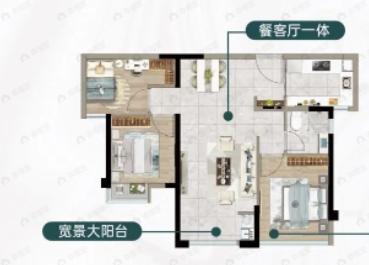 象屿西溪云境3室2厅1卫户型图