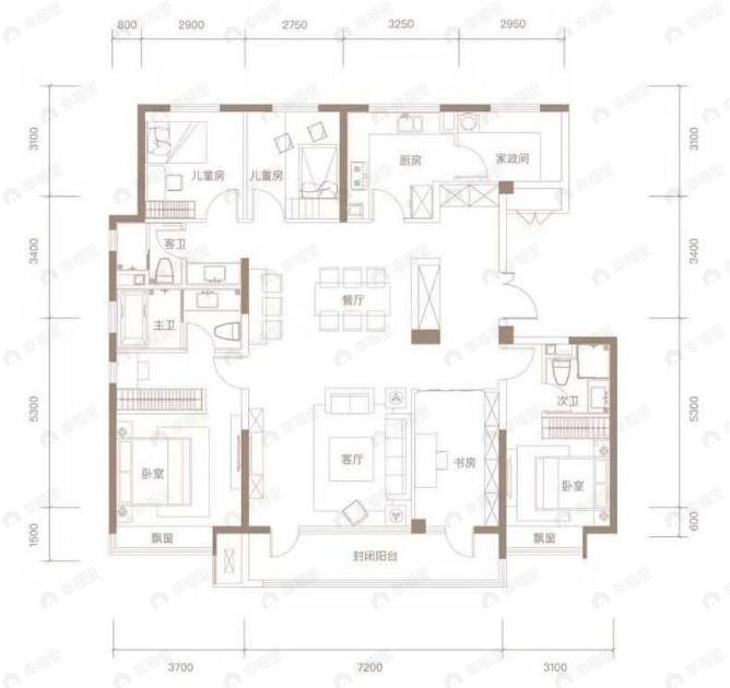 富力首开金禧璞瑅5室2厅3卫户型图