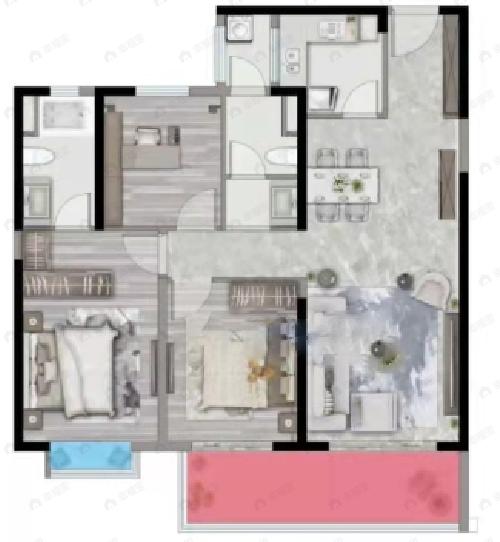 保利城3室2厅2卫户型图