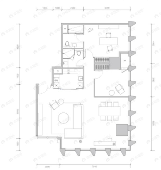 蔚蓝卡地亚中心CEO公馆2室2厅2卫户型图