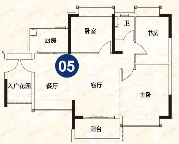 顺德保利中央公园3室2厅2卫户型图