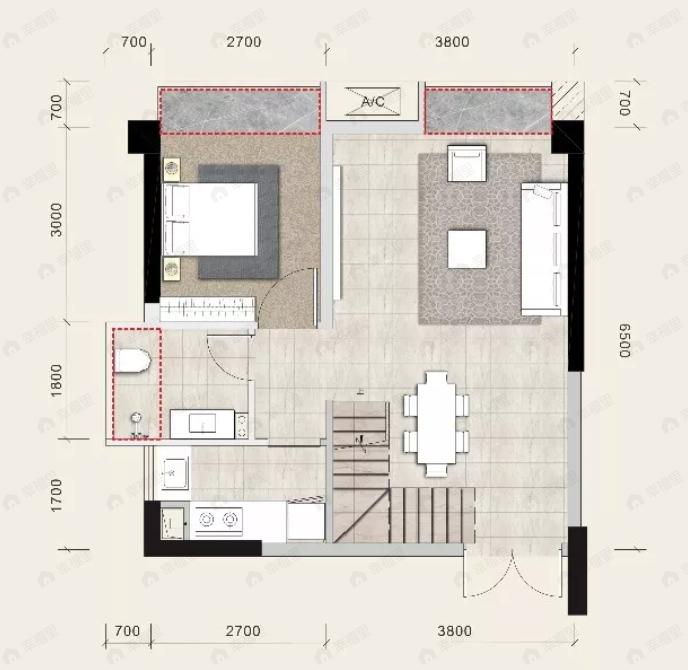 4室2厅2卫建面60平户型图