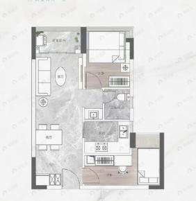 和荣西湾2室2厅1卫户型图