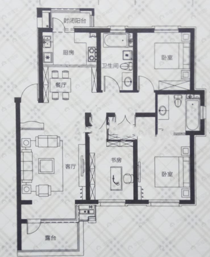麓林春语3室2厅2卫户型图