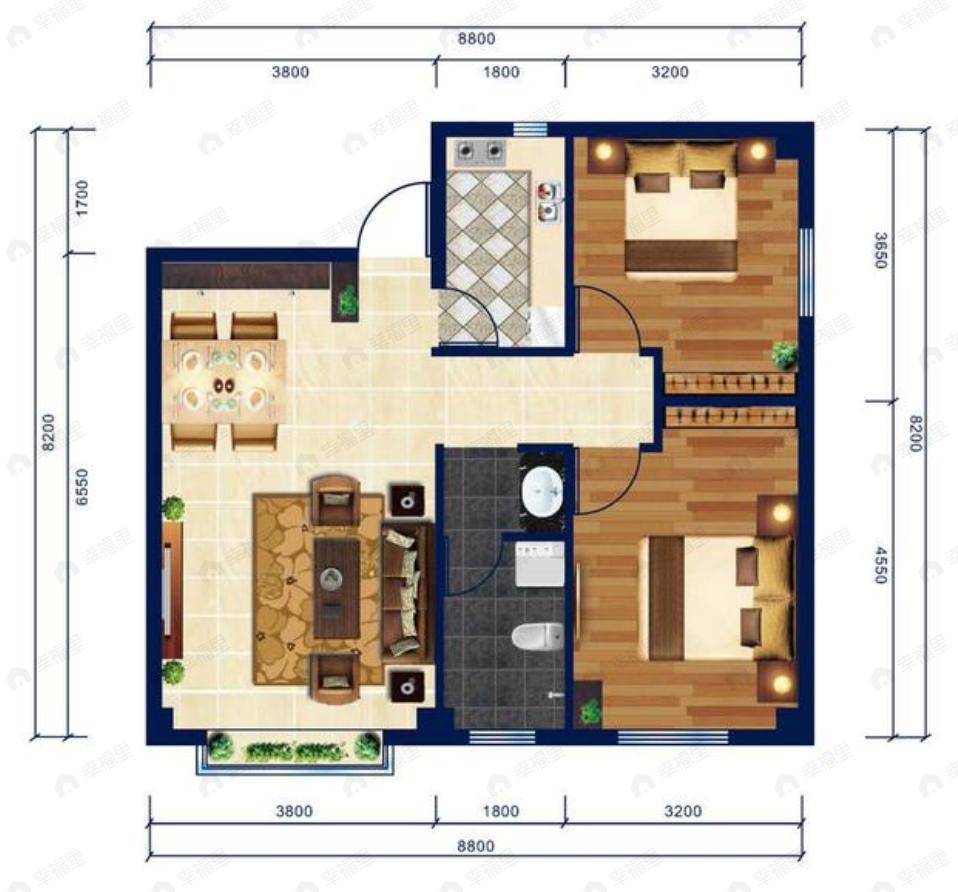 荣华城2室2厅1卫户型图