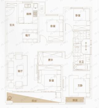 南昌中骏世界城4室2厅2卫户型图