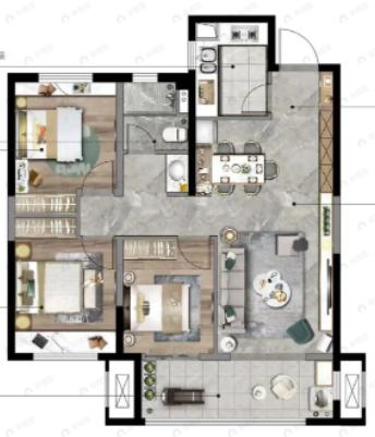 融创阅澜庭3室2厅1卫户型图
