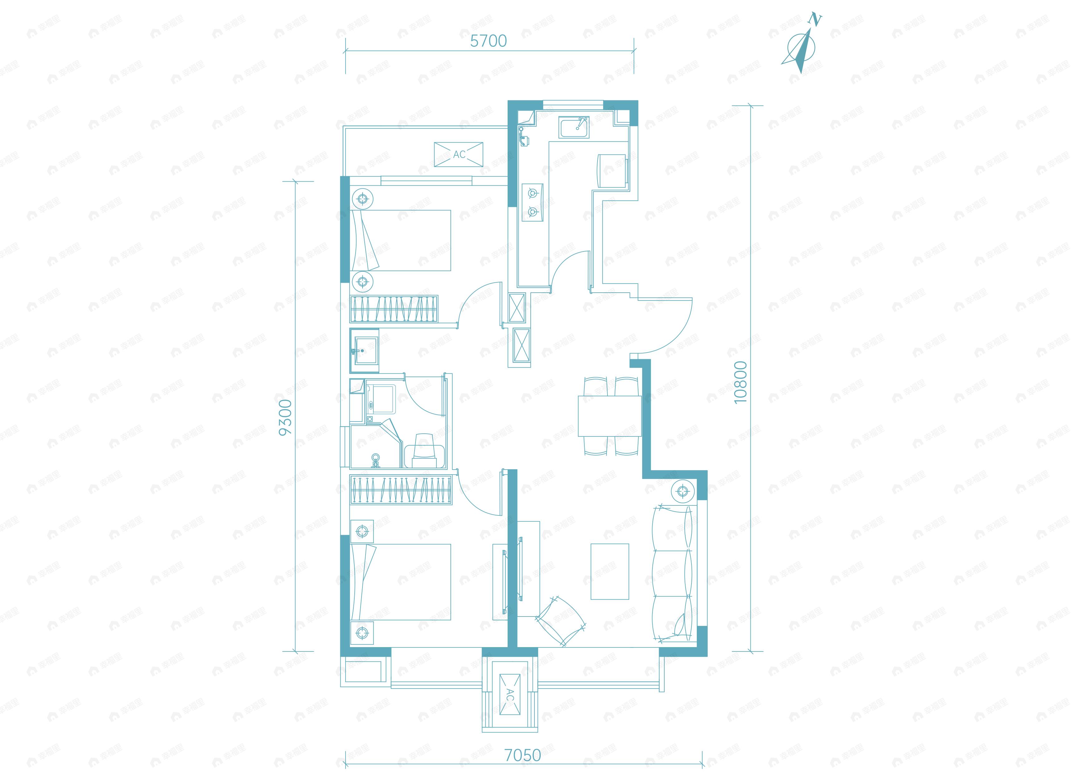 国风金海2室2厅1卫户型图