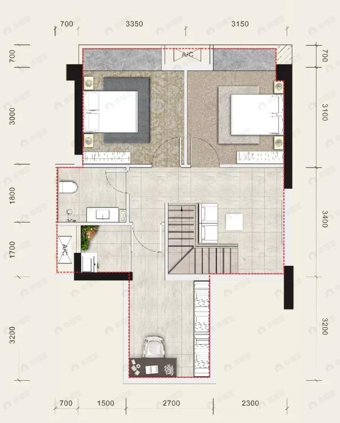中鑫海广场4室2厅2卫户型图