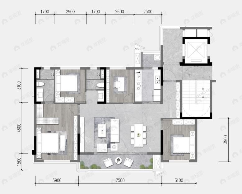 越秀曦悦府4室2厅2卫户型图