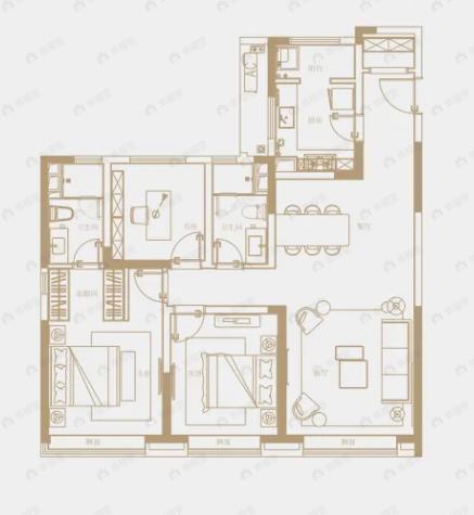 东航云锦东方3室2厅2卫户型图