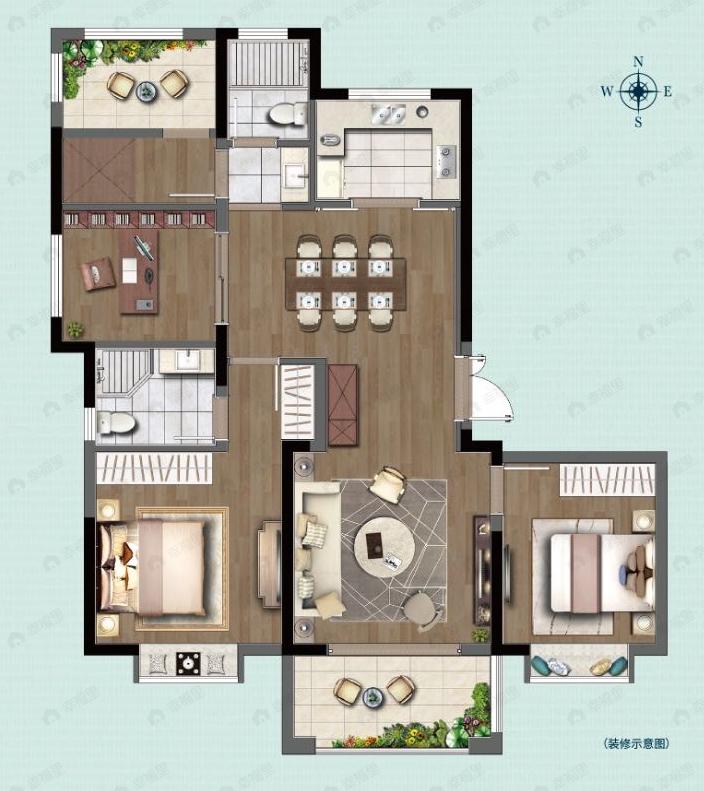 鲁能硅谷公馆4室2厅2卫户型图