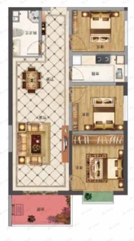 金泰国际名门3室2厅1卫户型图