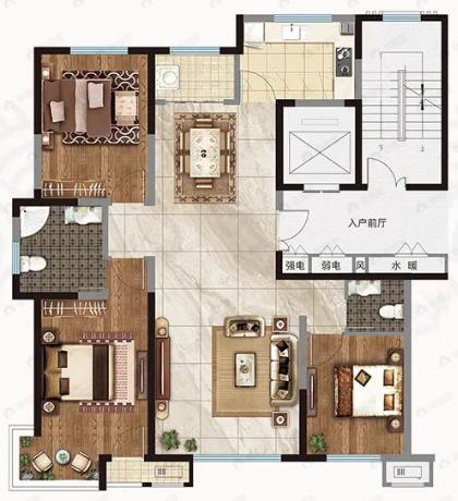 凤凰华府3室2厅2卫户型图
