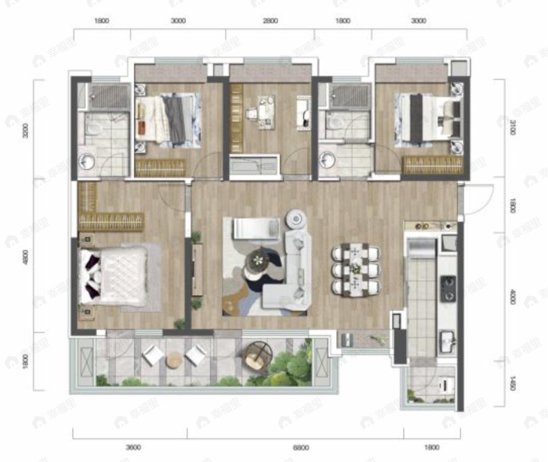 朗诗上林熙华府4室2厅2卫户型图