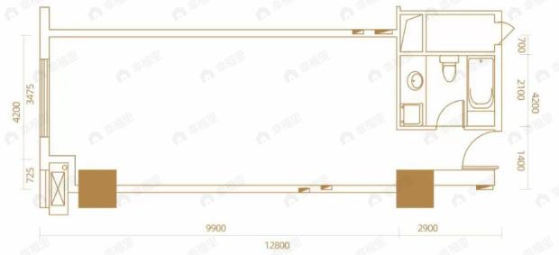 学府名邸1室1厅1卫户型图
