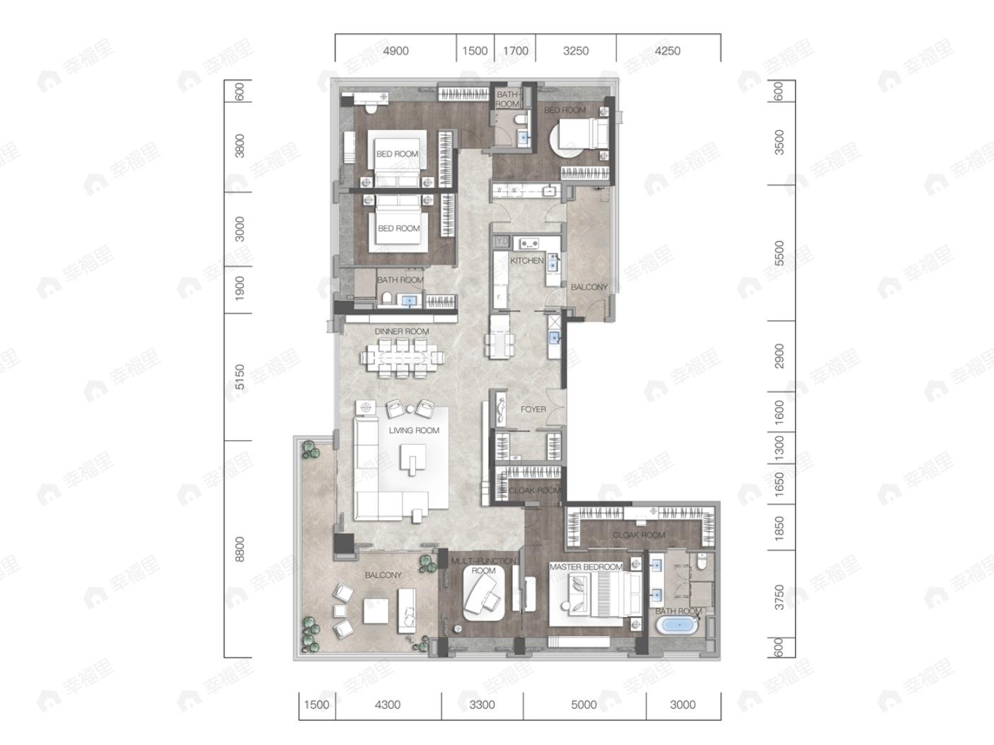 保利天汇5室2厅3卫户型图