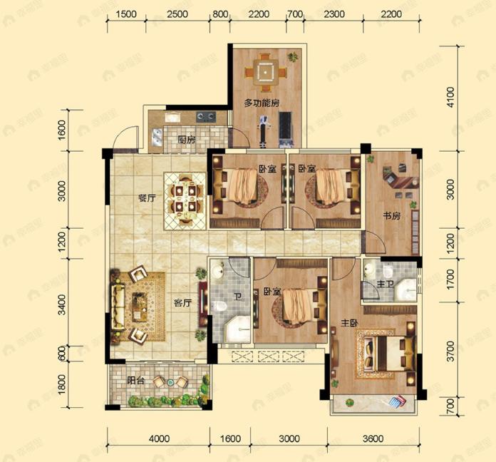 荣良麒麟华府6室2厅2卫户型图