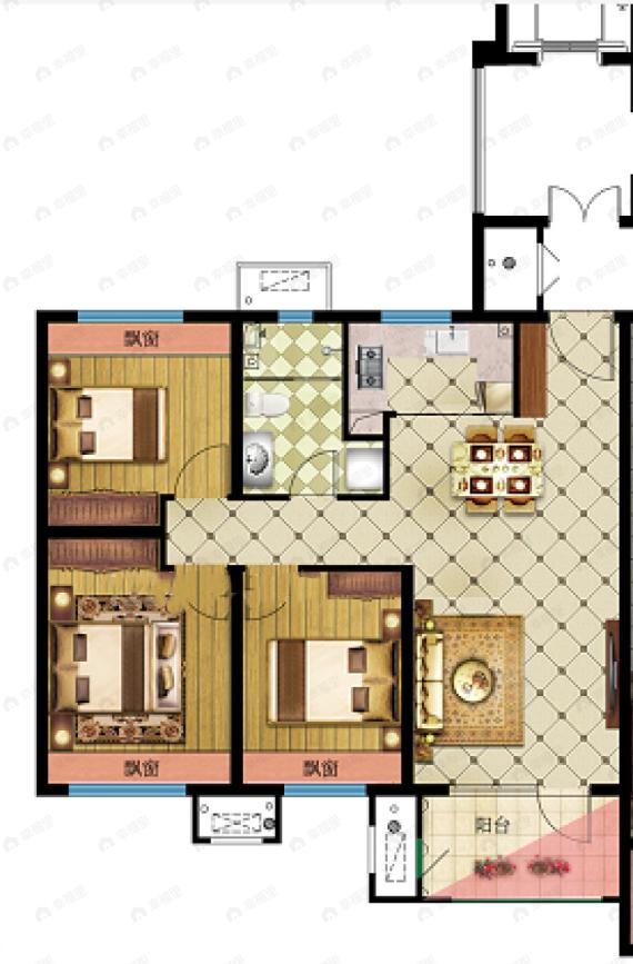 荣盛和悦名邸3室2厅1卫户型图