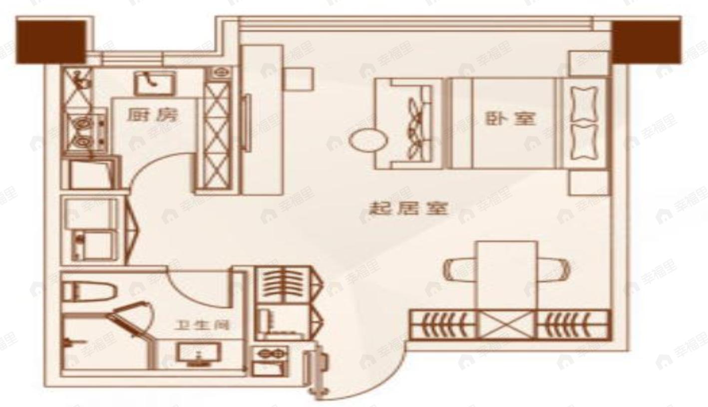 天津湾海景芯苑1室1厅1卫户型图