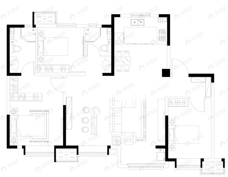 中交雅郡城东春晓3室2厅2卫户型图