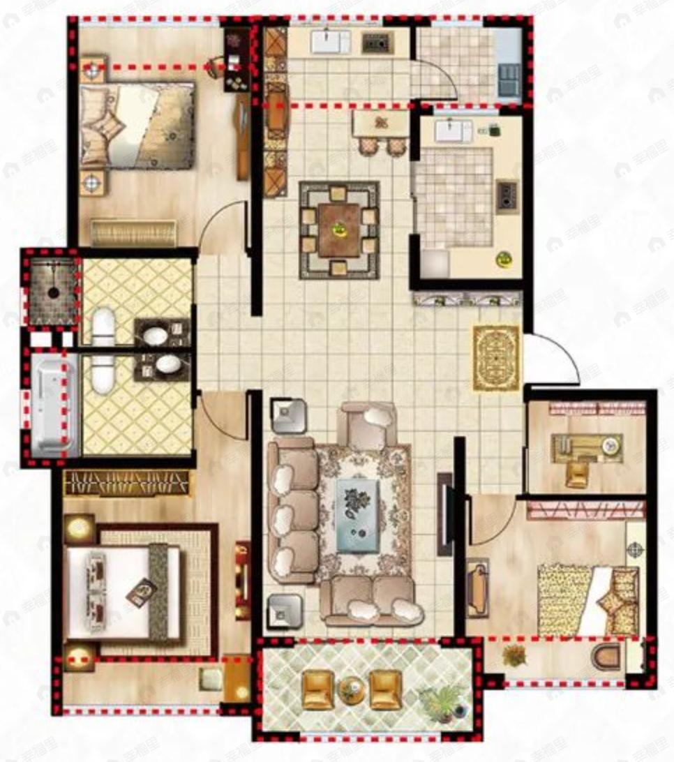 贝尚湾3室2厅2卫户型图