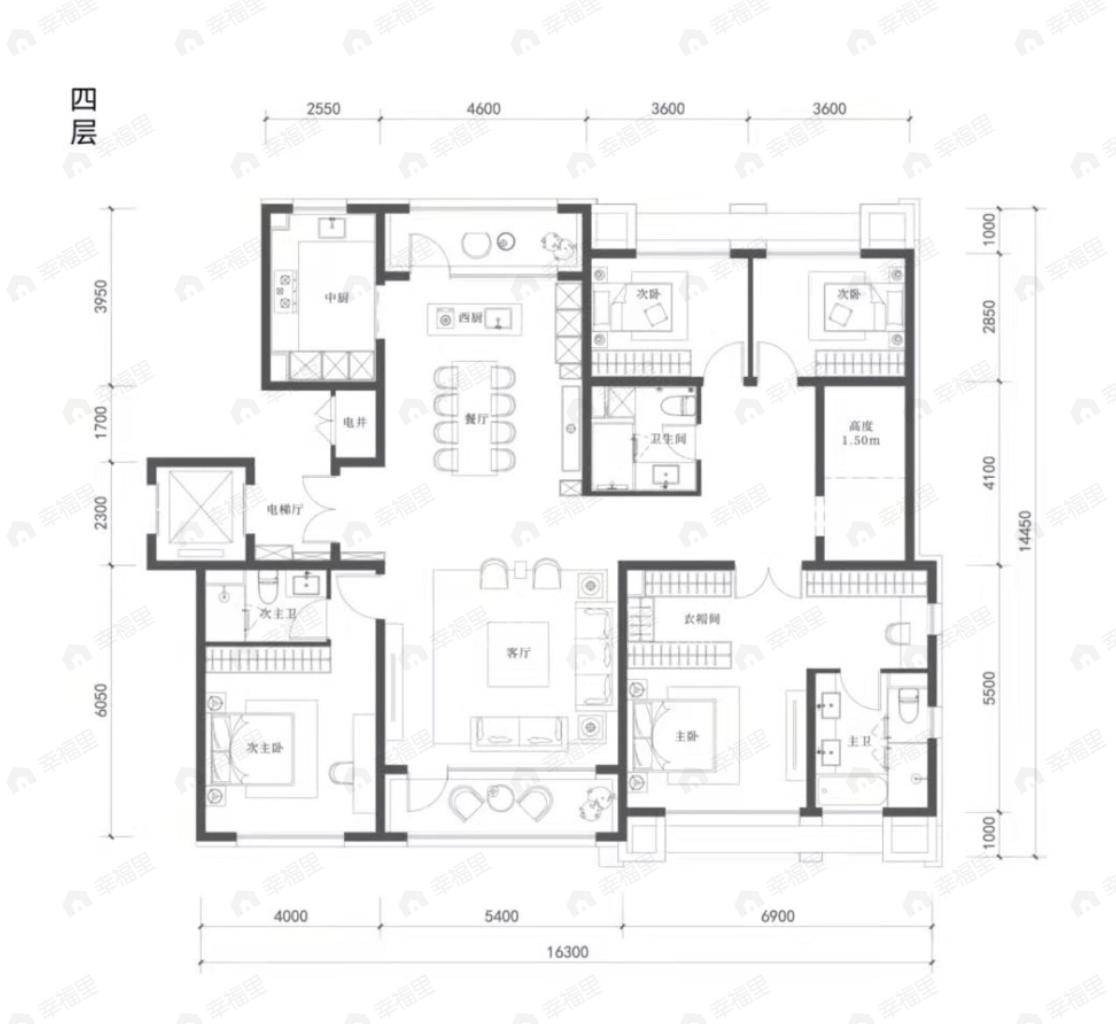 远洋源山春秋4室2厅3卫户型图