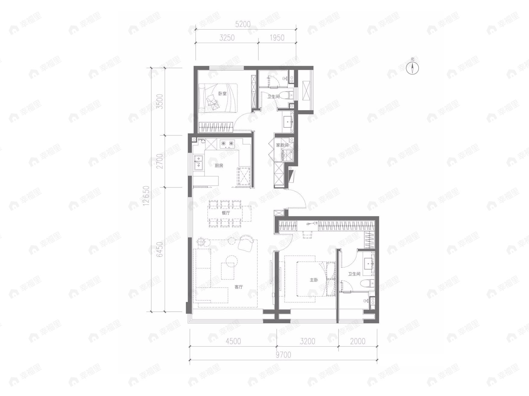 金隅昆泰云筑2室2厅2卫户型图