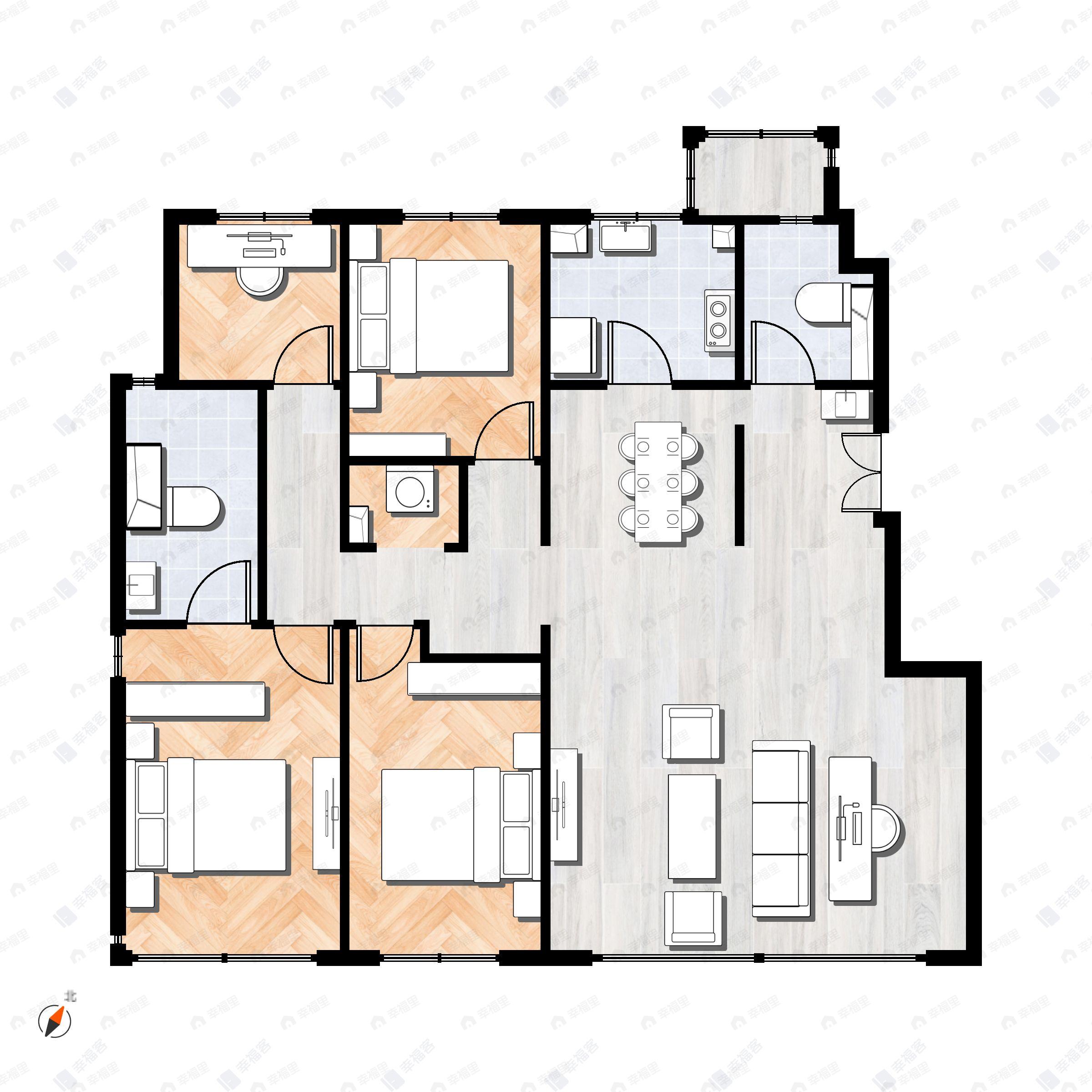 4室2厅2卫建面163平户型图