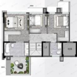 4室2厅3卫建面132m²南户型图