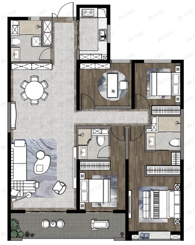 富力开远城4室2厅3卫户型图