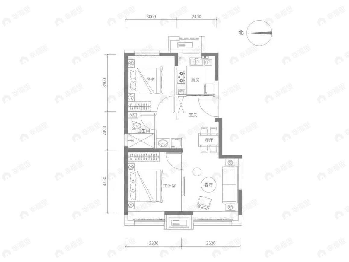 金地北京壹街区2室2厅1卫户型图