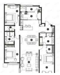 3室2厅3卫建面211平户型图