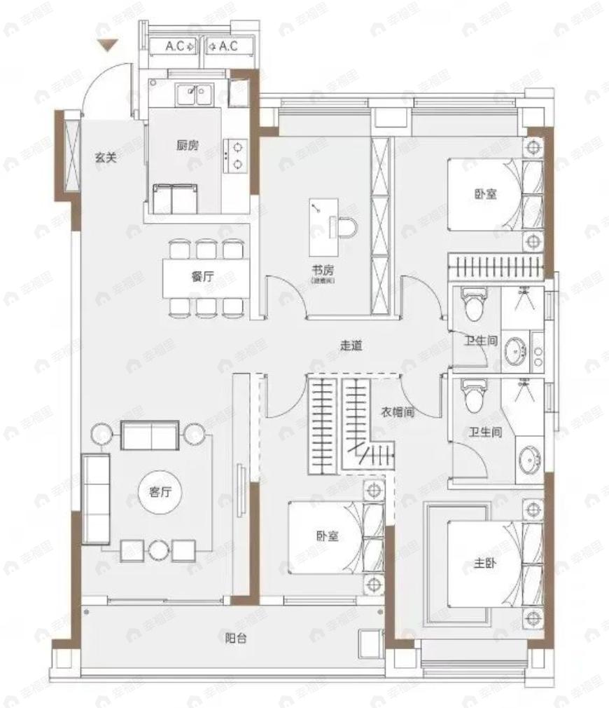 恺德信达樾景臺4室2厅2卫户型图