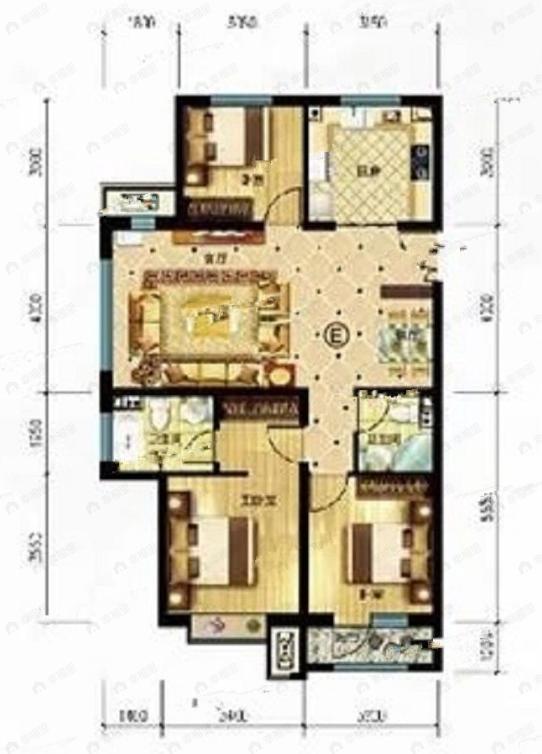 红堡天熙3室2厅2卫户型图
