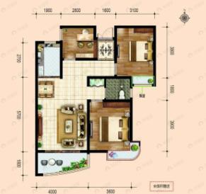 大运花园3室2厅1卫户型图