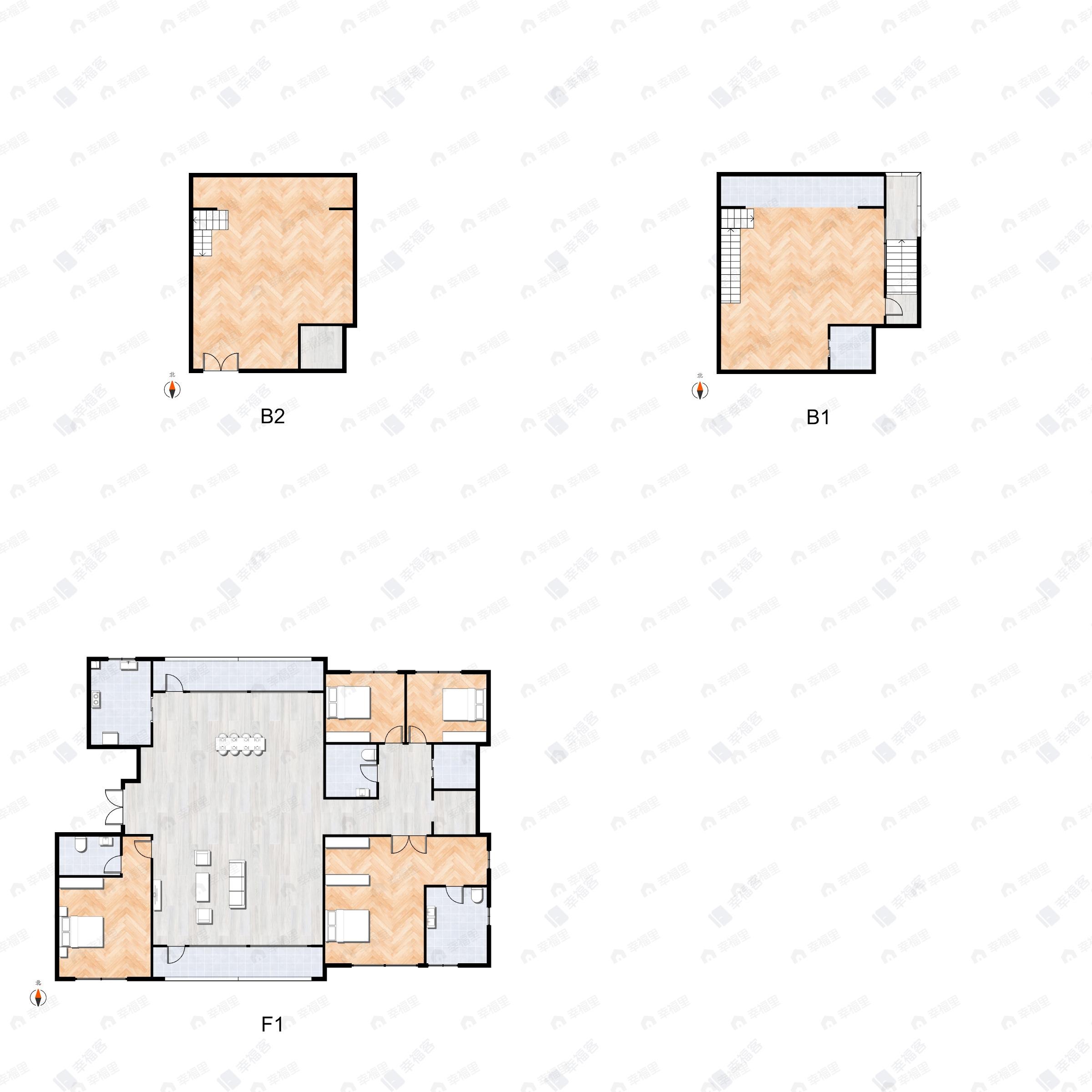 4室2厅3卫建面450平北|南户型图