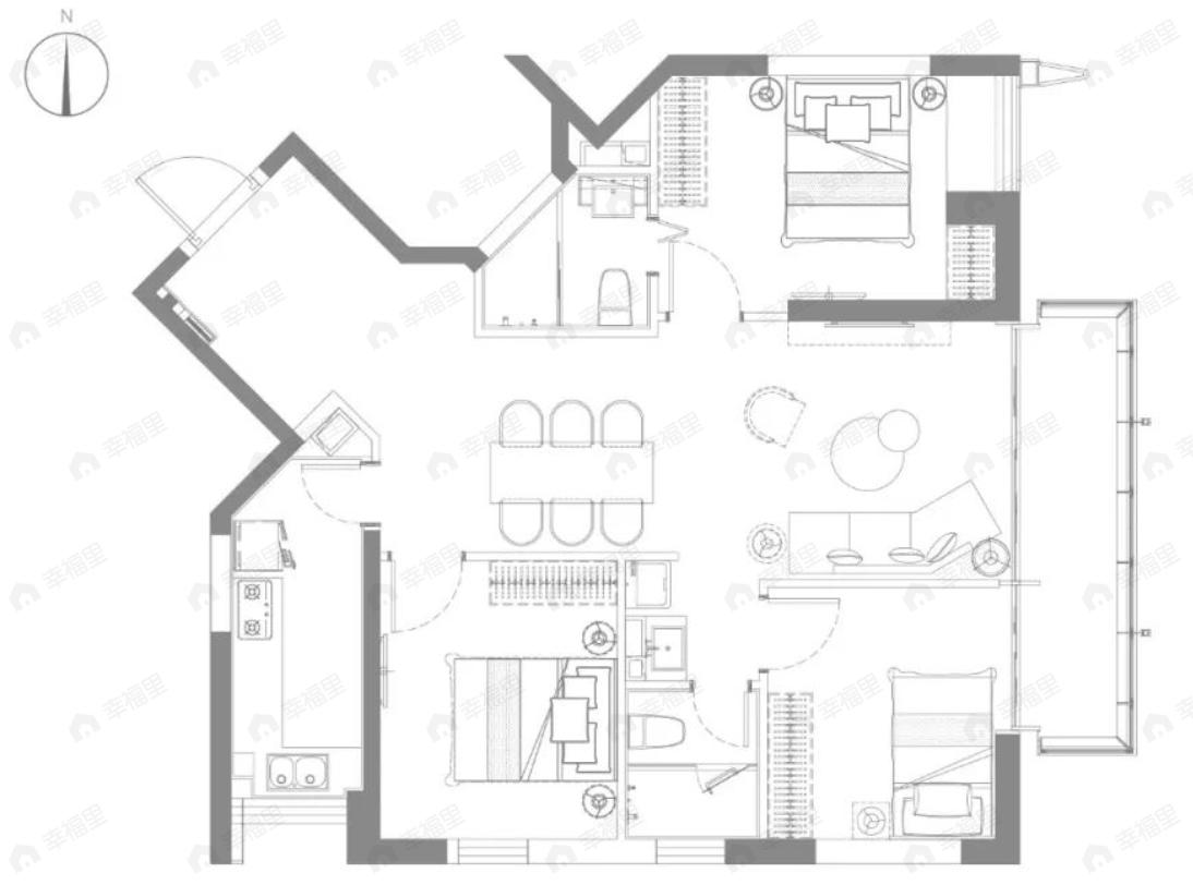 格力公园海德3室2厅2卫户型图