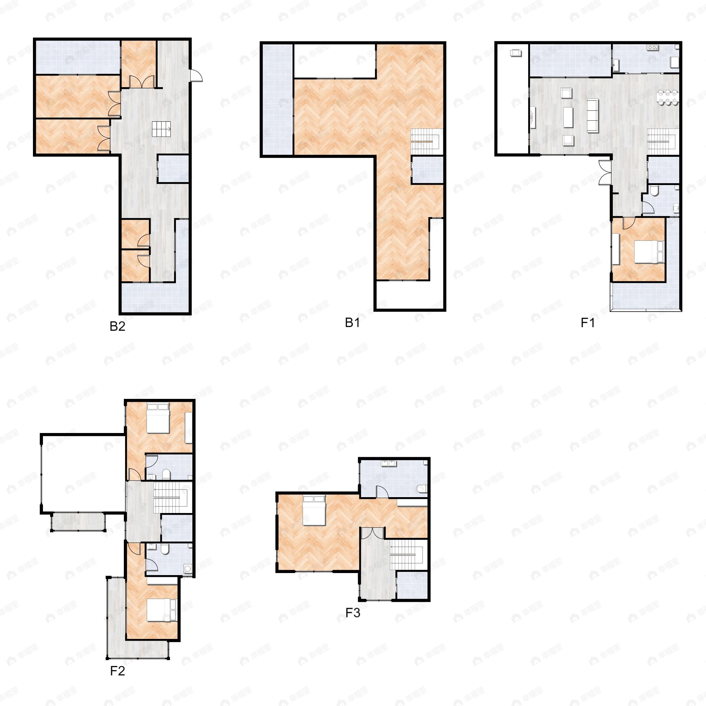 4室2厅4卫建面391平北|南户型图
