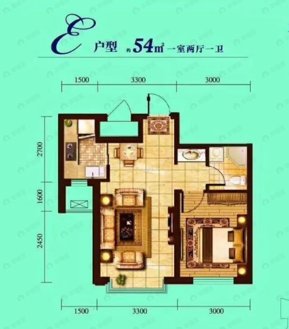 伴山澜湾1室1厅1卫户型图