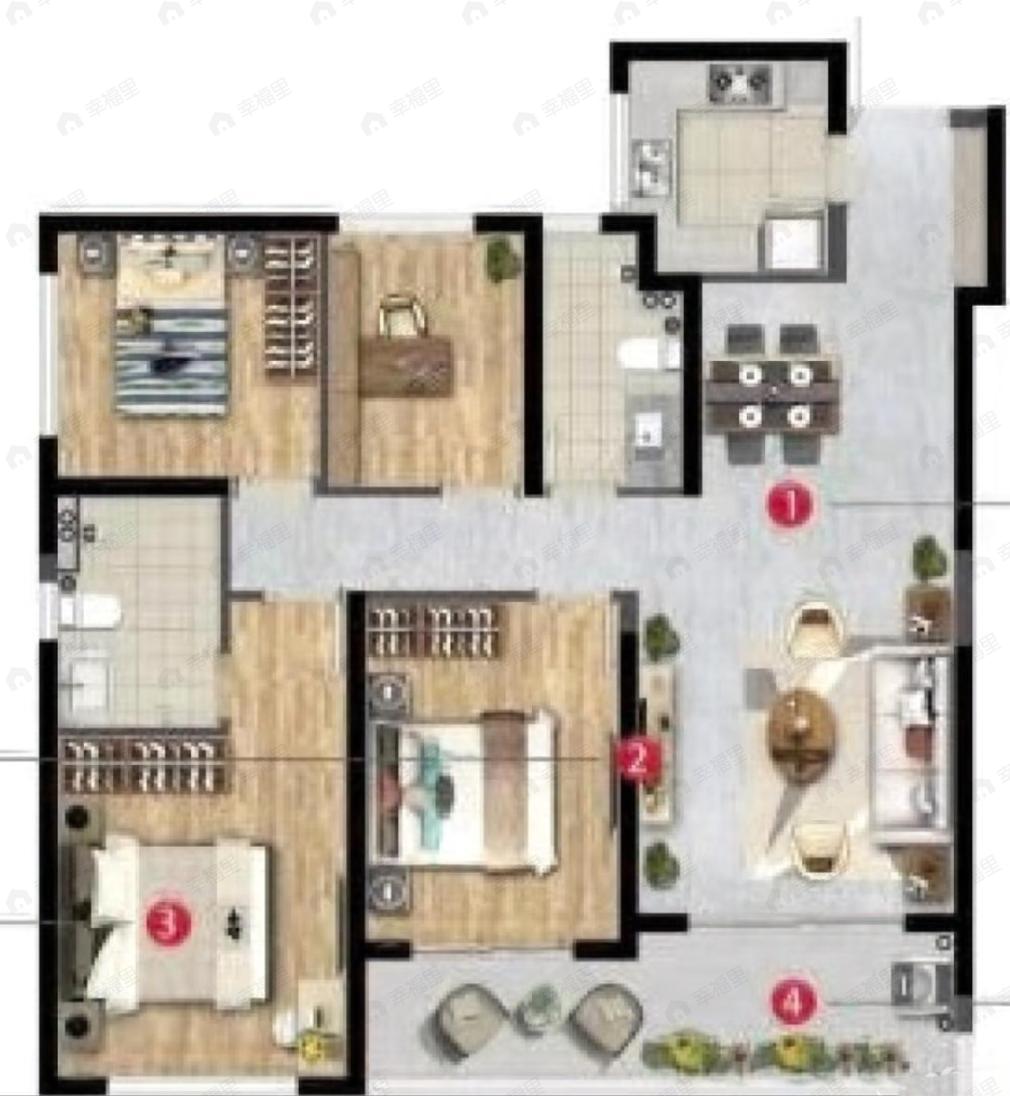 东原启城4室2厅2卫户型图