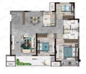 商都河洛阜园3室2厅2卫户型图
