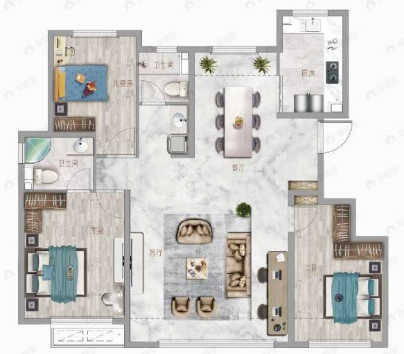 祥生城江山樾3室2厅2卫户型图