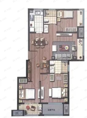 光明梦想城3室2厅2卫户型图