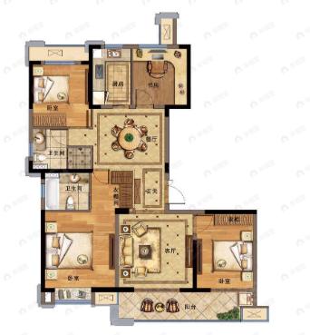 九江印4室2厅2卫户型图