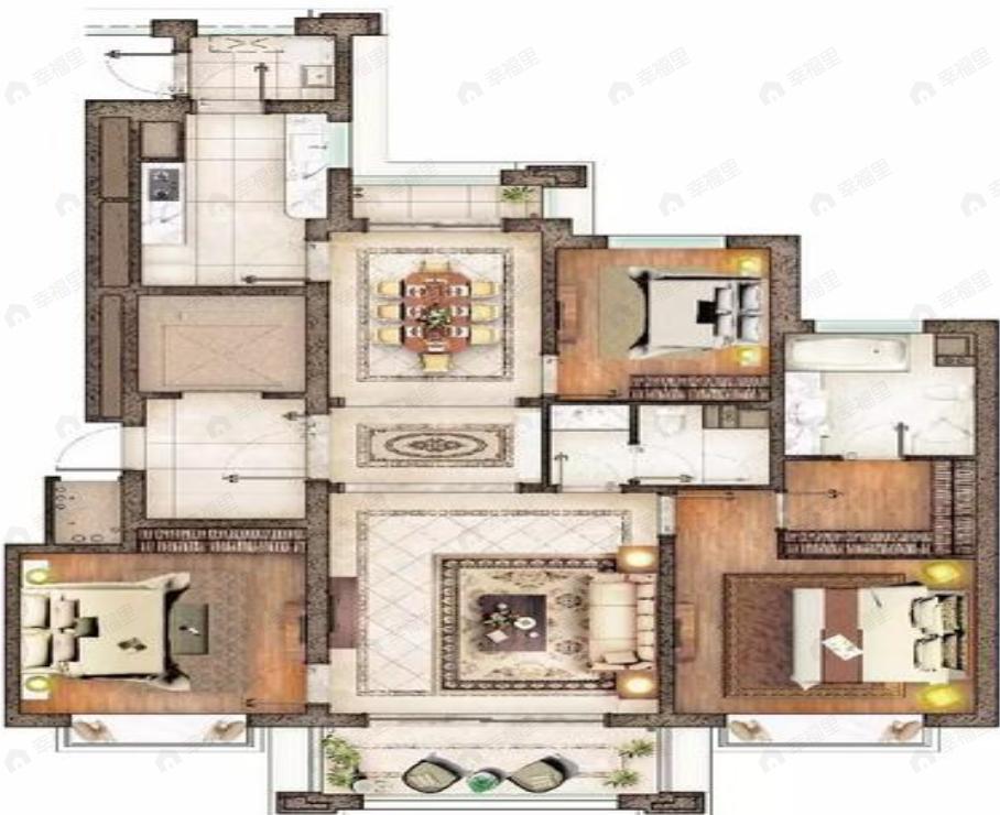 万达御湖壹号3室2厅2卫户型图