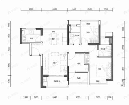 鹏瑞半山云璟3室2厅2卫户型图
